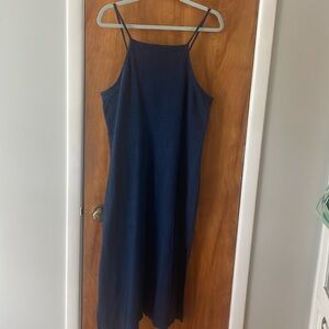 Madewell XL navy textured sleeveless midi dress